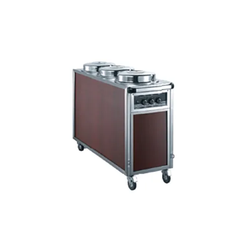 3-Holder Wood Grain Heated Plate Trolley