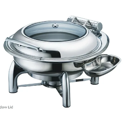 Round Roll Chafing Dish W/Glass Window Lid