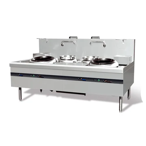 Gas Wok Stove With 2-Burner And 2-Warmer