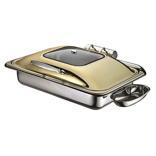 Full Size Chafing Dish W/Glass Window Lid(Golden)