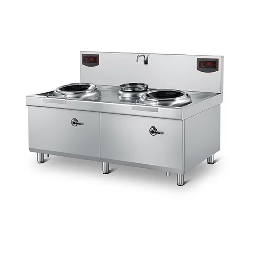 Double Chinese Induction Wok Station with Soup Warmer