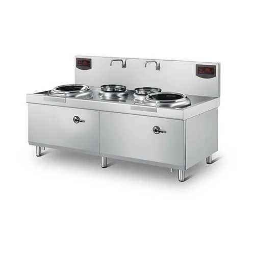 Double Chinese Induction Wok Station with Soup Warmer