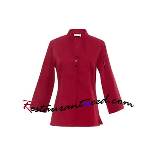 Wine Red Long-Sleeve Waiter Uniform