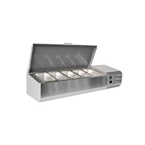 Furnotel FET12030CS 1.2m (30L) Countertop Refrigerated Prep Rail with Stainless Steel Lid